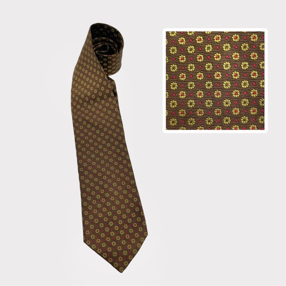 Ermenegildo Zegna Brown Floral‎ Rib Tie - Picture 1 of 5